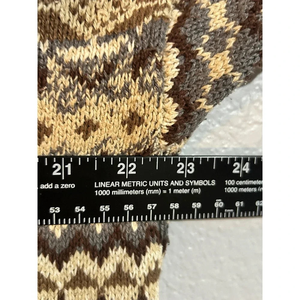 St Johns Bay Mens XL Silk Cotton Fair‎ Isle Crewneck Sweater Tan Brown Vintage